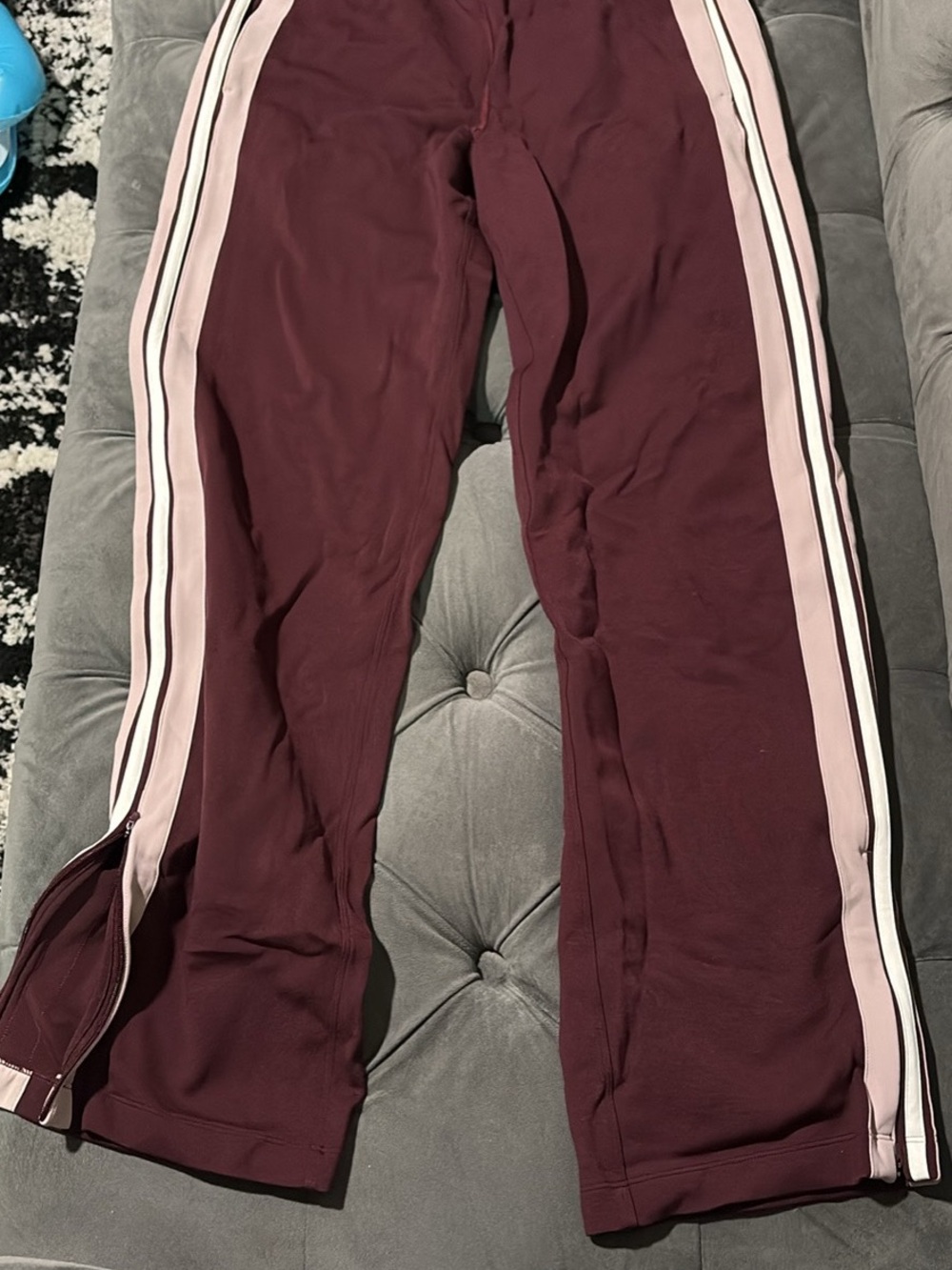 lululemon athletica Maroon Track Pants with Pink Side Stripes